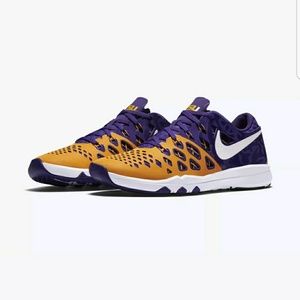 gold and purple sneakers